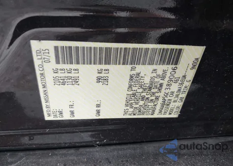 2016 Nissan Maxima 3.5 Platinum/3.5 S/3.5 Sl/3.5 Sr/3.5 Sv from USA, damaged, VIN 1N4AA6AP5GC389006